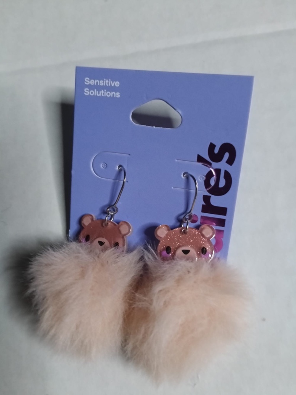 Claire's Pink Bear Pom Pom Drop Earrings
